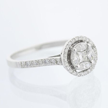 Markiz Pırlanta Taşlı Tasarım Yüzük - 0.42 Karat 