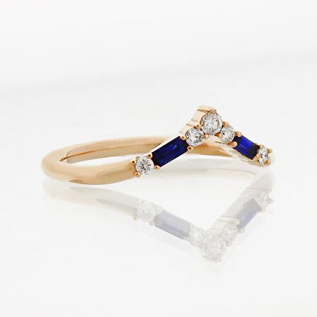 Pırlanta - Safir Tasarım Eklem Yüzük