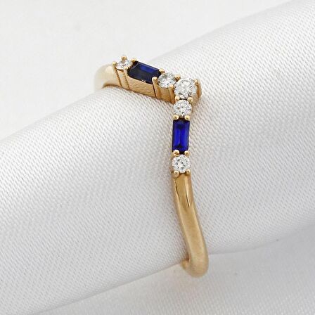 Pırlanta - Safir Tasarım Eklem Yüzük