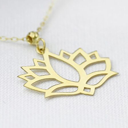 14 Ayar Altın Lotus Çiçeği Kolye 