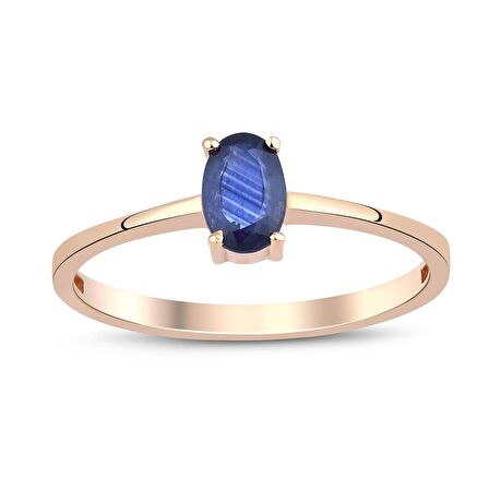 Oval Doğal Safir Tektaş Yüzük