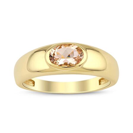 Morganite Taşlı Tasarım Tektaş Yüzük