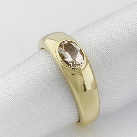 Morganite Taşlı Tasarım Tektaş Yüzük