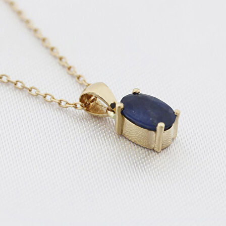 Safir Oval Tektaş Kolye