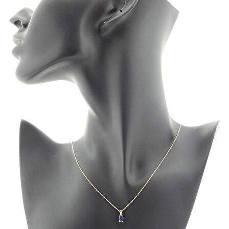 Safir Oval Tektaş Kolye
