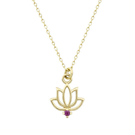 Yakut Lotus Çiçeği Kolye
