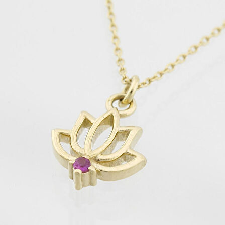 Yakut Lotus Çiçeği Kolye