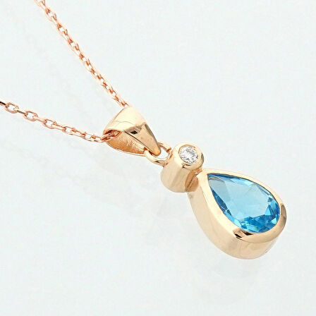 Damla Blue Topaz Tektaş Kolye