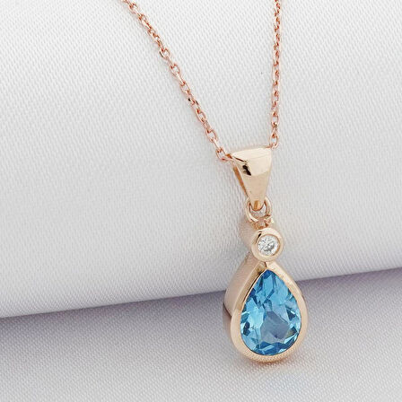Damla Blue Topaz Tektaş Kolye
