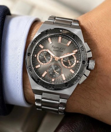 Ferrucci Gümüş Renk Spor Model Full Fonksiyonlu Yeni Sezon Çelik Erkek Kol Saati