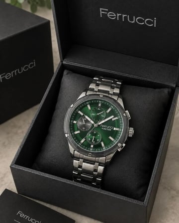 Ferrucci Fonksiyonları Aktif Kadranı Yeşil Silver Renk Çelik Erkek Kol Saati