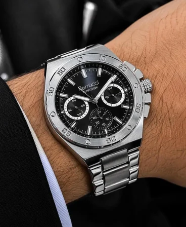 Ferrucci Spor Şık Model Fonksiyonlu Çelik Kordon ve Kasa Erkek Kol Saati
