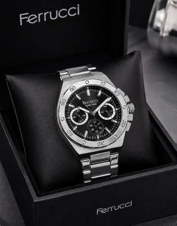 Ferrucci Spor Şık Model Fonksiyonlu Çelik Kordon ve Kasa Erkek Kol Saati