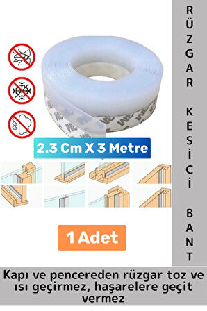 Premium Seri Kapı Altı Pencere Rüzgar Toz Isı Böcek Haşere Önleyen Rüzgar Kesici Bant 3 Metre