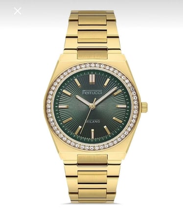 Ferrucci Zirkon Taşlı Çelik Kordon ve Kasa Kadın Kol Saati 35mm