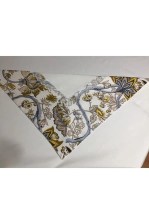 Garden Baskılı Pamuk Duck Kumaş Krem Çiçek Bantlı Masa örtüsü Dikdörtgen 160X230 Cm 70
