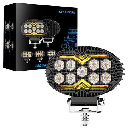 Off Road Sis Farı 5,5 İnç Selamlamalı Çakar İkaz Gündüz Led 2 Mod Projektör Çalışma Lambası 12/24 V 
