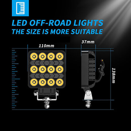 Off Road Çalışma Lambası ve Sis Farı 4 inç Selamlamalı Çakar İkaz Gündüz Led DRL 2 Mod 12/24 V 