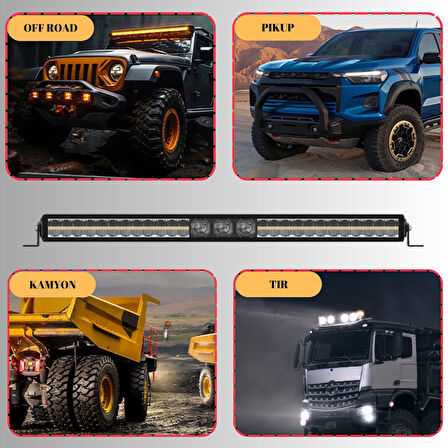 Off-Road Premium Tavan LED Bar 105 CM  Beyaz Işık Projektör DRL Gündüz Led Metal Gövde 12-24V