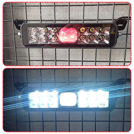 Off-Road Premium 30 CM Tampon Kaput LED Bar Beyaz Işık Projektör Kırmızı Gündüz Led Metal 12-24V