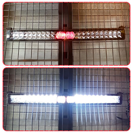 Off-Road Premium Tavan LED Bar 80 CM Beyaz Işık Projektör Kırmızı Göz Gündüz Led Metal Gövde 12-24V