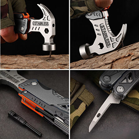 Outdoor Profesyonel Çakı Çekiç Pense Ateş Taşı Vidalama Kamp Piknik Ve Doğa Çok Fonksiyonlu alet set