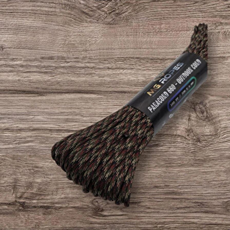 Polyester Paracord İp 660 Lb 4 mm Bordo Bej Desen 30 Metre