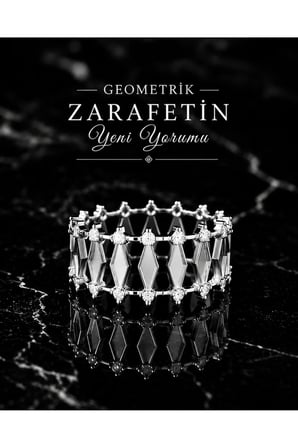 925 Ayar Gümüş Geometrik Tasarım Zirkon Taşlı Kadın Yüzük – Hediye