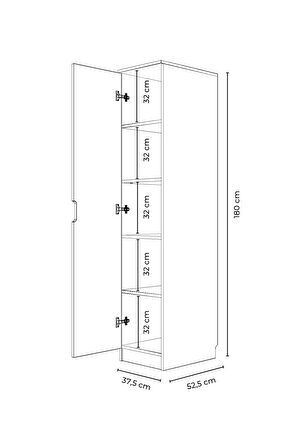 Lento 1 Kapaklı 5 Raflı Gardırop Beyaz