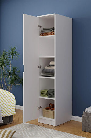 Lento 1 Kapaklı 5 Raflı Gardırop Beyaz