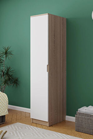 Lento 1 Kapaklı 5 Raflı Gardırop Beyaz Meşe
