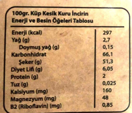 Tariş 10*10 Küp Kesik Kuru Incir 850 Gr