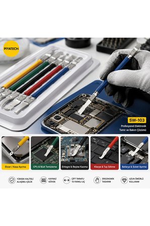 5'li Çift Taraflı Metal Spudger CPU Entegre BGA Temizleme Ve Kazıyıcı Tamir Seti SW-103 - 16.5 cm