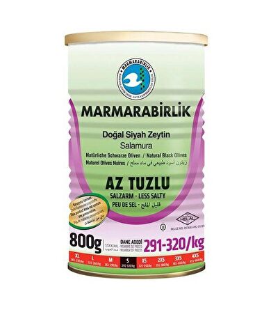 Marmarabirlik Siyah Zeytin  Az Tuzlu 800 Gr. TNK. (2'li)