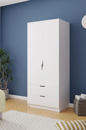 Lento 2 Kapaklı 1 Askılı 2 Çekmeceli Gardırop Beyaz