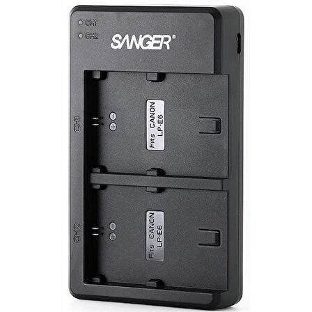 Sanger Canon LP-E6 Batarya Uyumlu İkili USB Şarj Cihazı