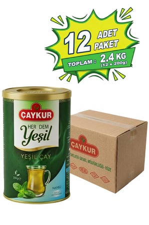 Herdem Yaprak Yeşil Dökme Çay Naneli 200 gr. Onikili Paket