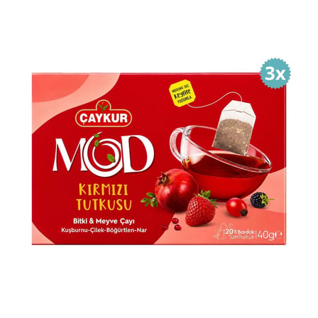 Çaykur Mod Kırmızı Tutkusu Süzen Poşet Çay 40 g x 3 Adet
