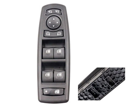 Renault Cam Acma Kapama Anahtarı Sol Cerceveli  Siyah Renk Dortlu Megane III Laguna III Cift Soket 19 Pin Ay - Aem30 0730b