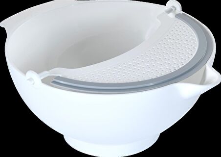 handy bowl Sıyırıcılı Süzgeçli Kase ( Beyaz Renk )