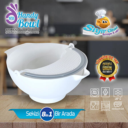 handy bowl Sıyırıcılı Süzgeçli Kase ( Beyaz Renk )