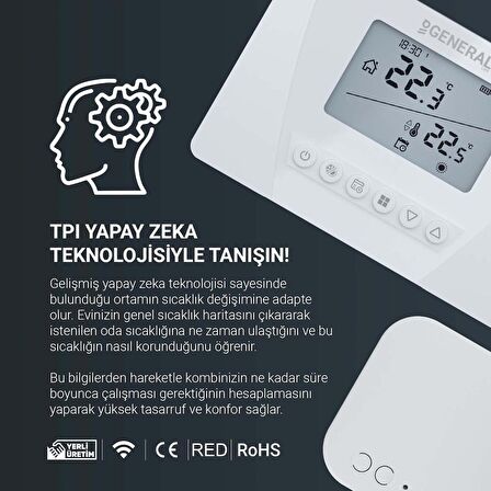 General Aruna 300S Rf Haftalık Programlı Kablosuz Oda Termostatı