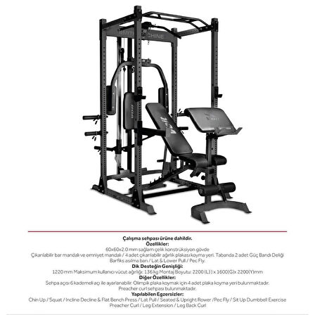 Voit 3918 Smith Machine Çok Fonksiyonlu Ağırlık Çalışma İstasyonu – Bench, Barfiks, Lat Pulldown, Pec Fly, Squat, Preacher Curl