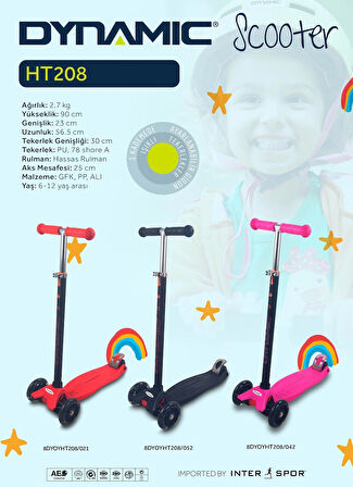 Dynamic Ht208 3 Tekerlekli Scooter Işıklı Tekerlekler