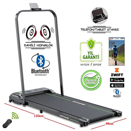 Dynamic Walkfitpad T500 Hb Tutma Kollu Bluetooth'lu Hoparlörlü Uygulama Destekli Enerji Tasarruflu Uzaktan Kumandalı Koşu Bandı