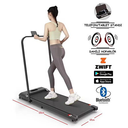 Dynamic Walkfitpad T500 Hb Tutma Kollu Bluetooth'lu Hoparlörlü Uygulama Destekli Enerji Tasarruflu Uzaktan Kumandalı Koşu Bandı