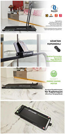 Dynamic Walkfitpad T500 Hb Tutma Kollu Bluetooth'lu Hoparlörlü Uygulama Destekli Enerji Tasarruflu Uzaktan Kumandalı Koşu Bandı