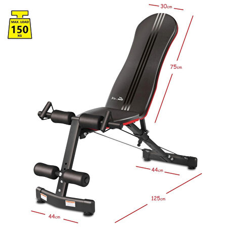 V-FIT BY VOIT D202 Katlanabilir Incline/decline Ayarlanabilir Sırt Açılı Mekik ve Ağırlık Sehpası