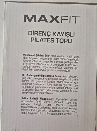 MAXFIT DİRENÇ KAYIŞLI PİLATES TOPU 65 CM - MAVİ