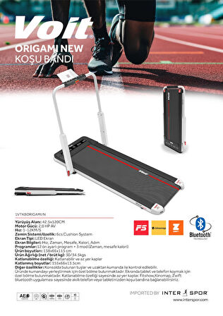 Voit Origami NEW Katlanır Koşu Bandı Brushless Motor 12km Hız Uzaktan Kumanda Bluetooth Uygulamalı